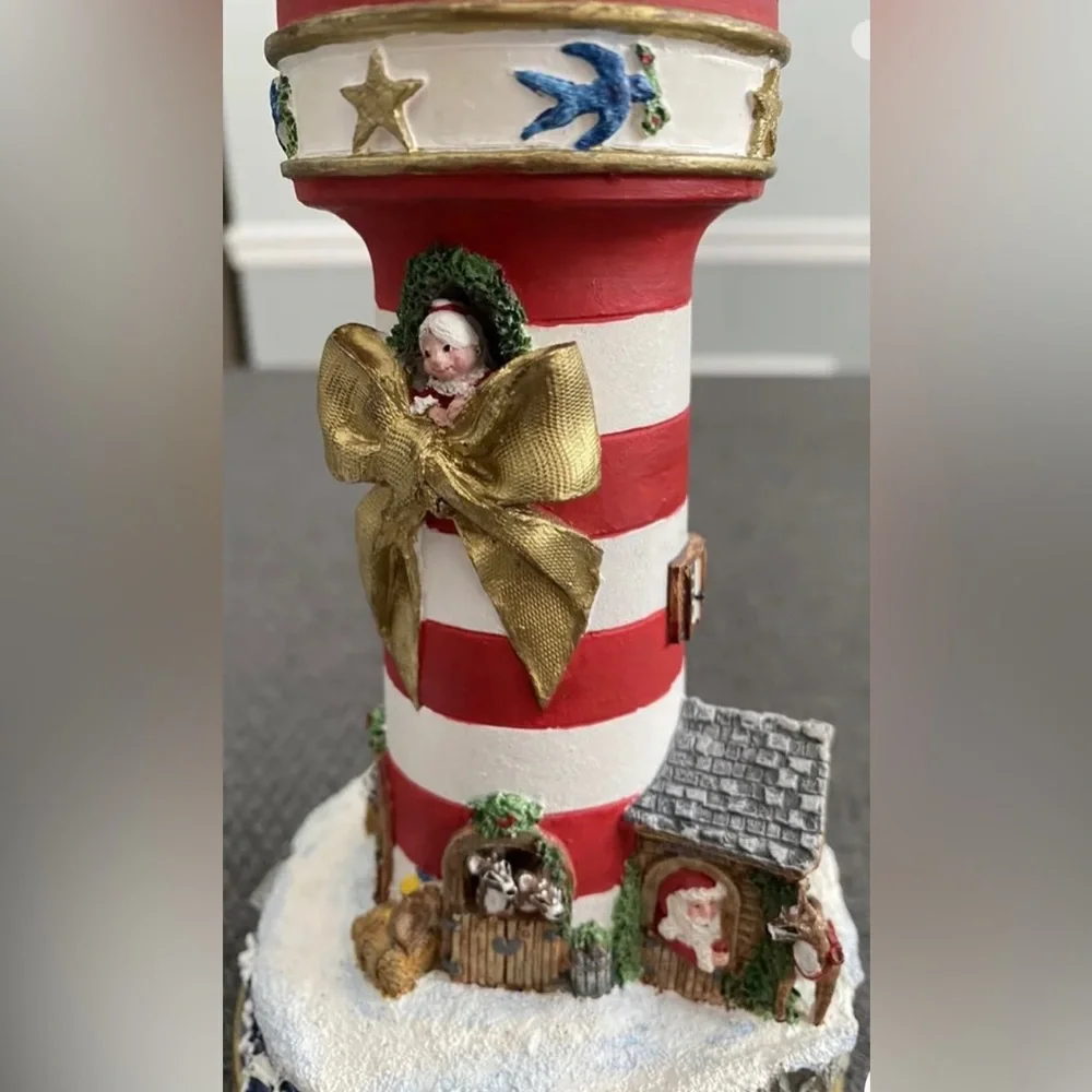 Pair of Danbury Mint Lighthouse Candle Holders‎ Christmas Santa Polar Bear